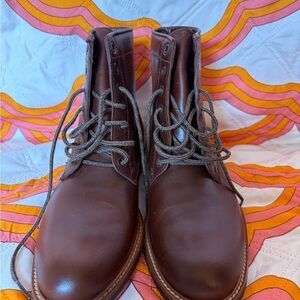Nisolo Brown Leather Lace-Up Boots